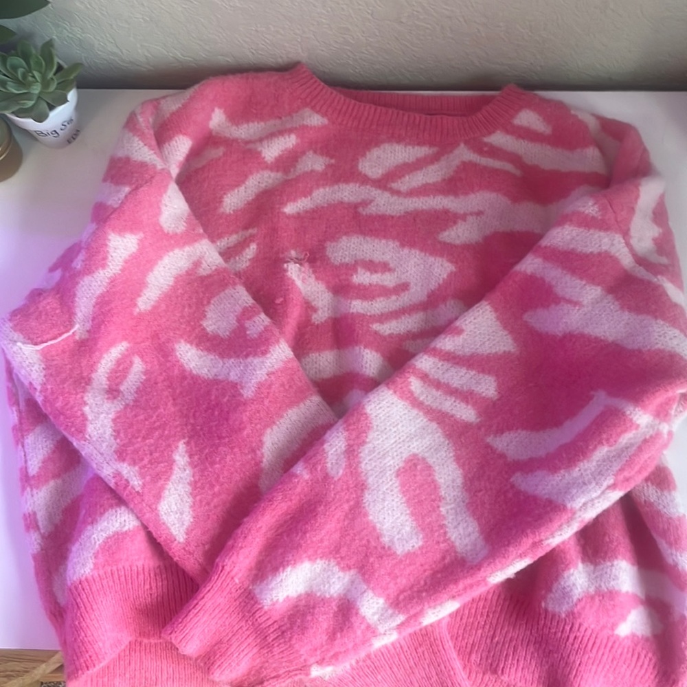 SHEIN hot pink zebra print sweater